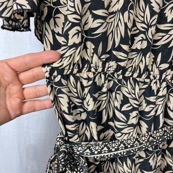 Natura Tiered Maxi Dress Womens L Botanical Minimalist Bohemian Flutter Boho - Picture 6 of 13